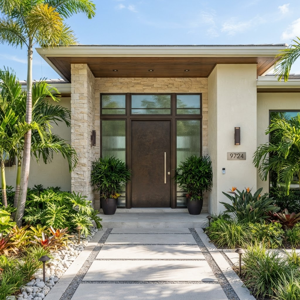 Modern impact-rated front entry door